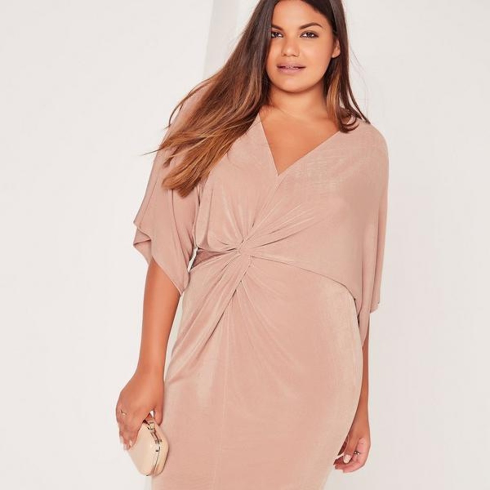 Slinky Kimono Midi Dress - Pink